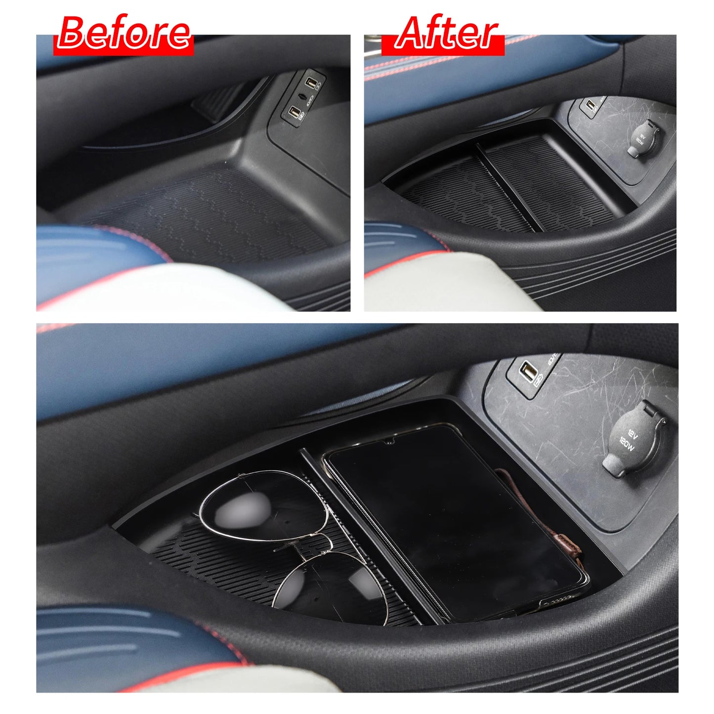 Boîte de rangement inférieure de la console centrale BYD Atto 3, plateau central de voiture