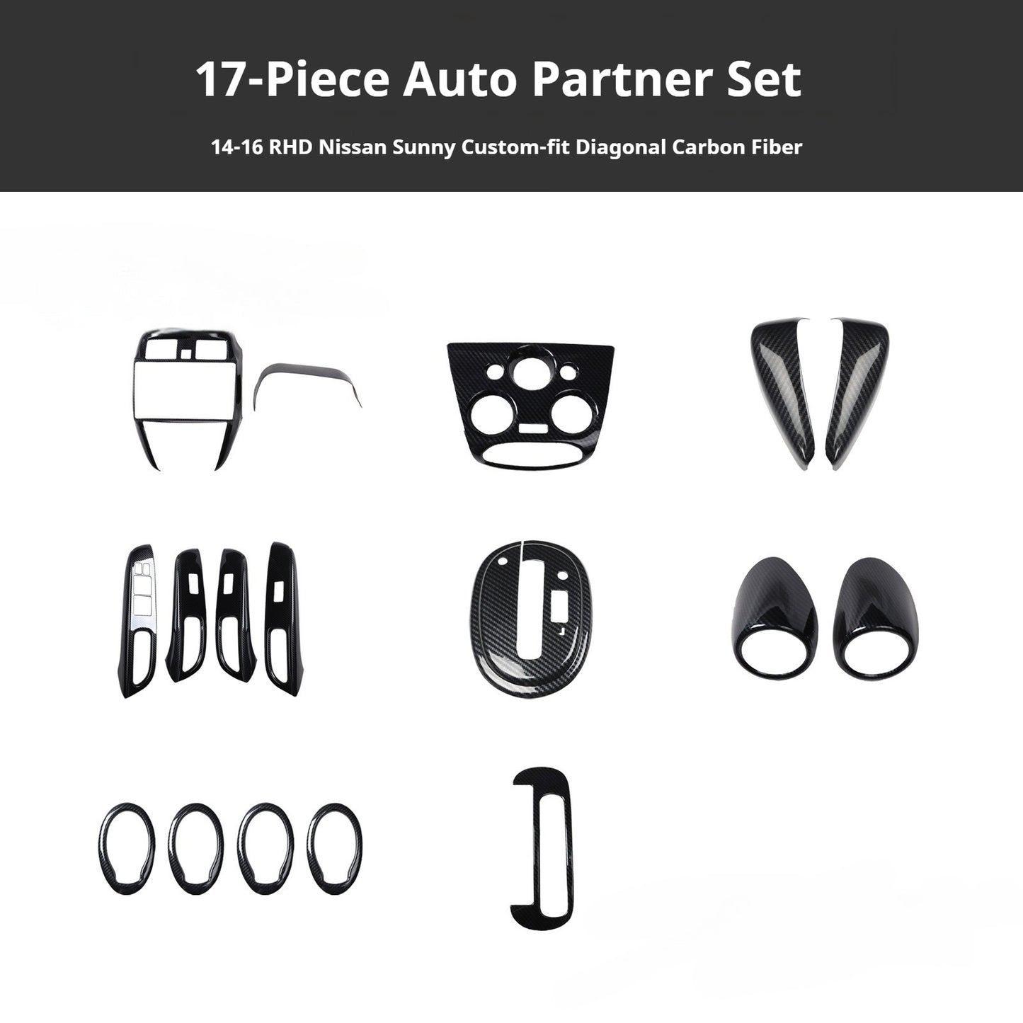 RHD 2014-2016 Sunny Carbon Fiber Window Switch Panel Interior Trim Decoration