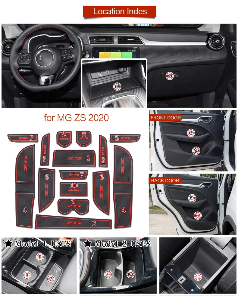 Anti-Slip Car Gate Slot Cup Mat for MG ZS 2017 - 2021 Door Groove Pad Cup Holder Interior Accessories Rubber