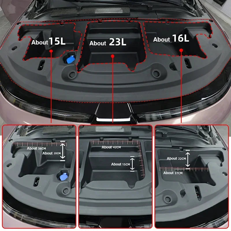 Car Engine Trunk Organizer Box For Xpeng G6 XiaoPeng 2023 2024-IN 2025 Left Rudder Engine Room Hood Storage Box Front Large Auto.