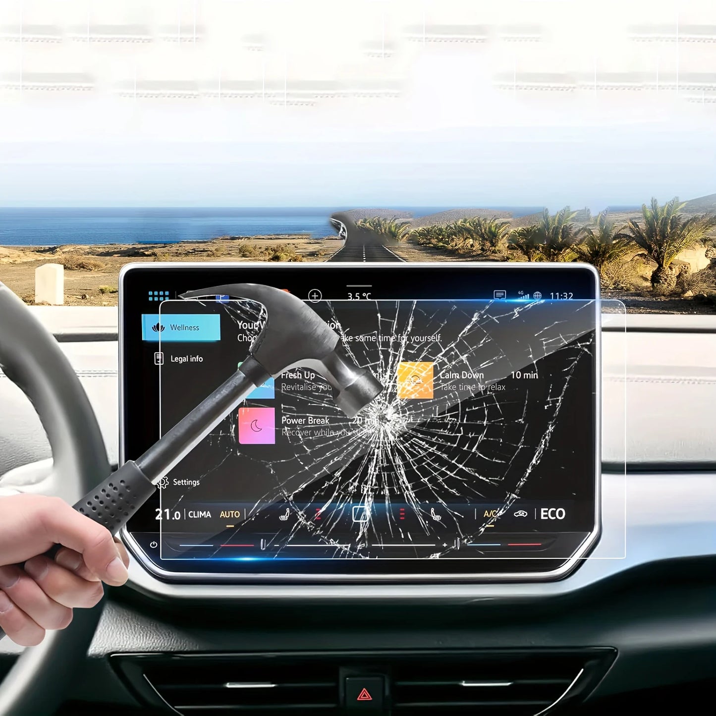 12.9-inch 9H Scratch Resistance Protective Film for Volkswagen ID.4, ID.5 GTX, Pro, ID. Buzz, ID. UNYX