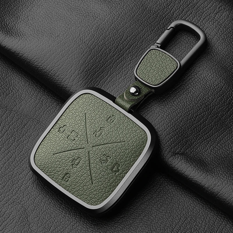 8 Button Aluminum Alloy Goatskin Car Key Case Cover For Zeekr X 001 009
