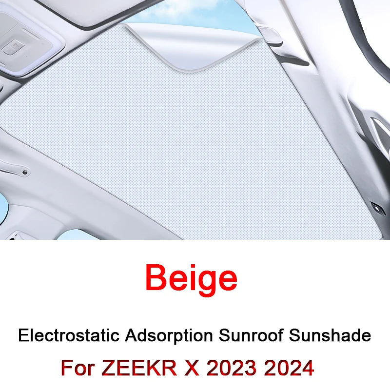 Roof Sunshade For ZEEKR X 2023 2024 Electrostatic Adsorption Sunroof Sunshade Skylight Blind Shading Sticker Auto Accessories.