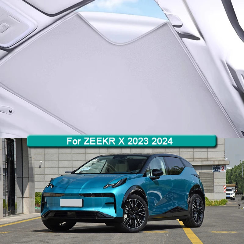 Roof Sunshade For ZEEKR X 2023 2024 Electrostatic Adsorption Sunroof Sunshade Skylight Blind Shading Sticker Auto Accessories.