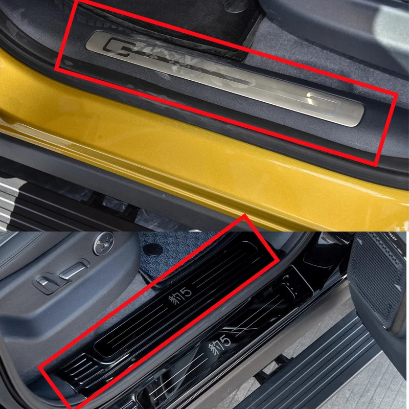 Stainless Steel Car Door Sill Scuff Plate Protector Cover For BYD FangChengBao Leopard 5