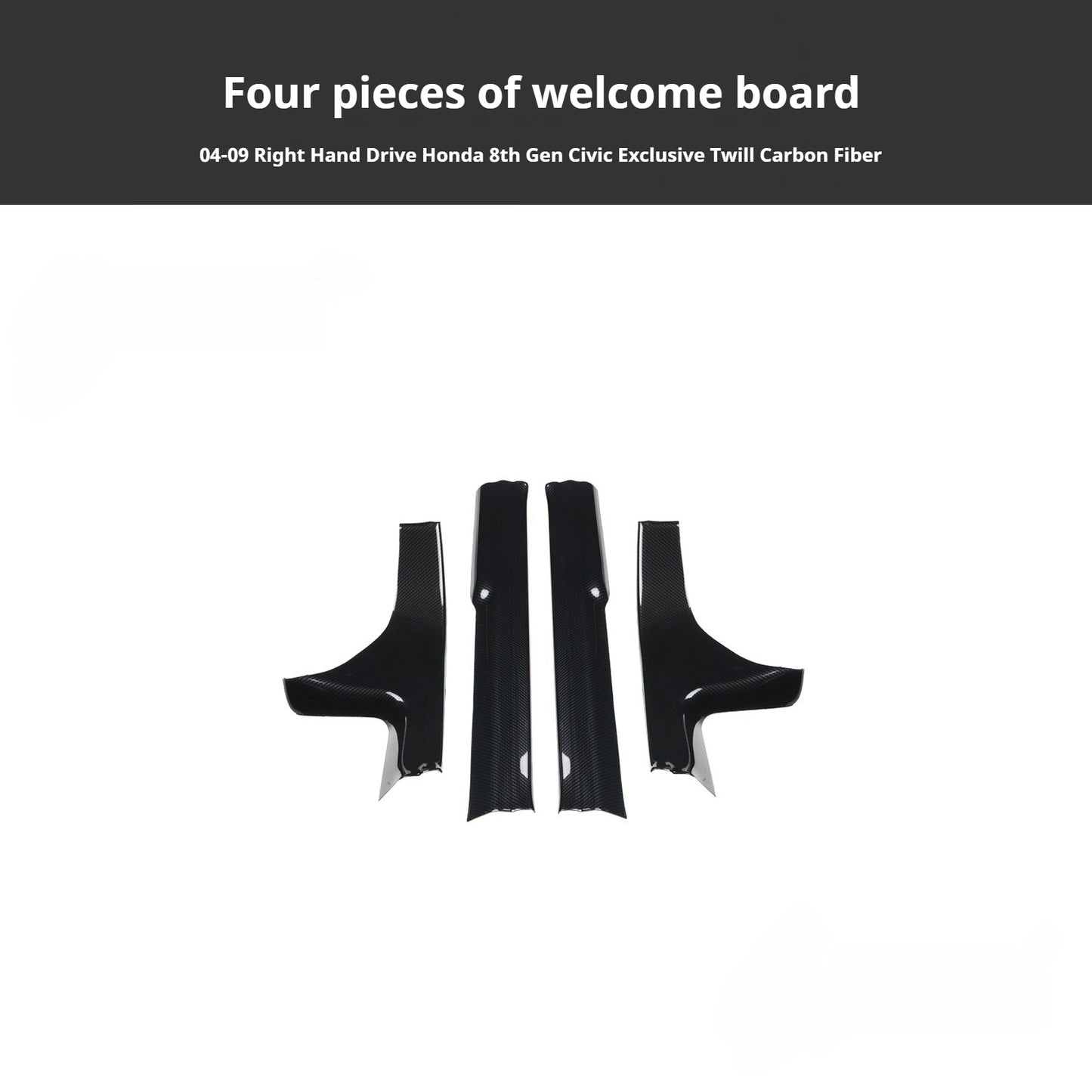 RHD 2004-2011 8th Generation Civic Carbon Fiber Interior Window Lift Steering Wheel Trim Kit