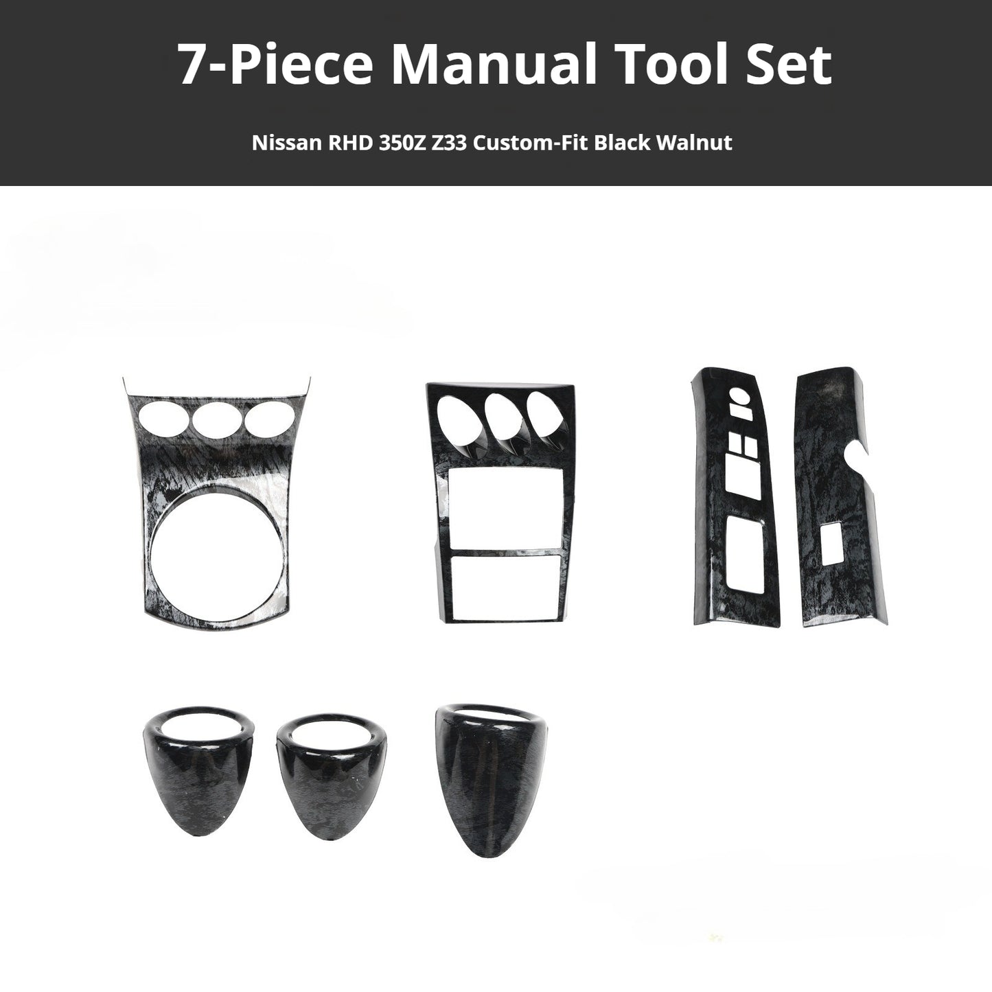 RHD 350Z Z33 Carbon Fiber and Rosewood 3D Textured Dashboard Trim Scratch-Resistant Protective Film
