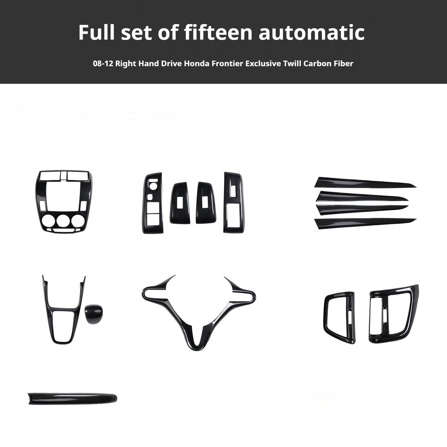 RHD 2008-2012 Honda City (Old Model) Carbon Fiber Gear Shift & Navigation Panel Interior Trim Kit