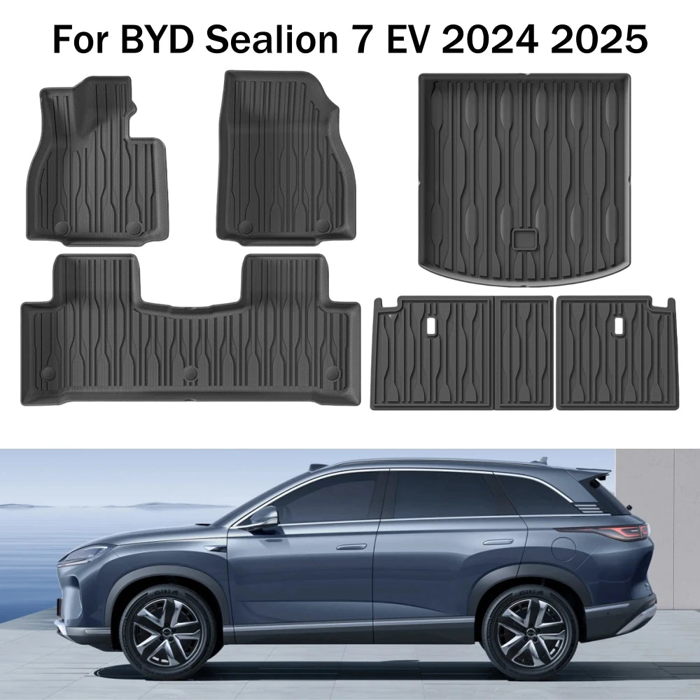 RHD BYD Sealion 7 EV 2024 2025 Floor Mats Cargo Liner Trunk Pad TPE 3D Foot Mat