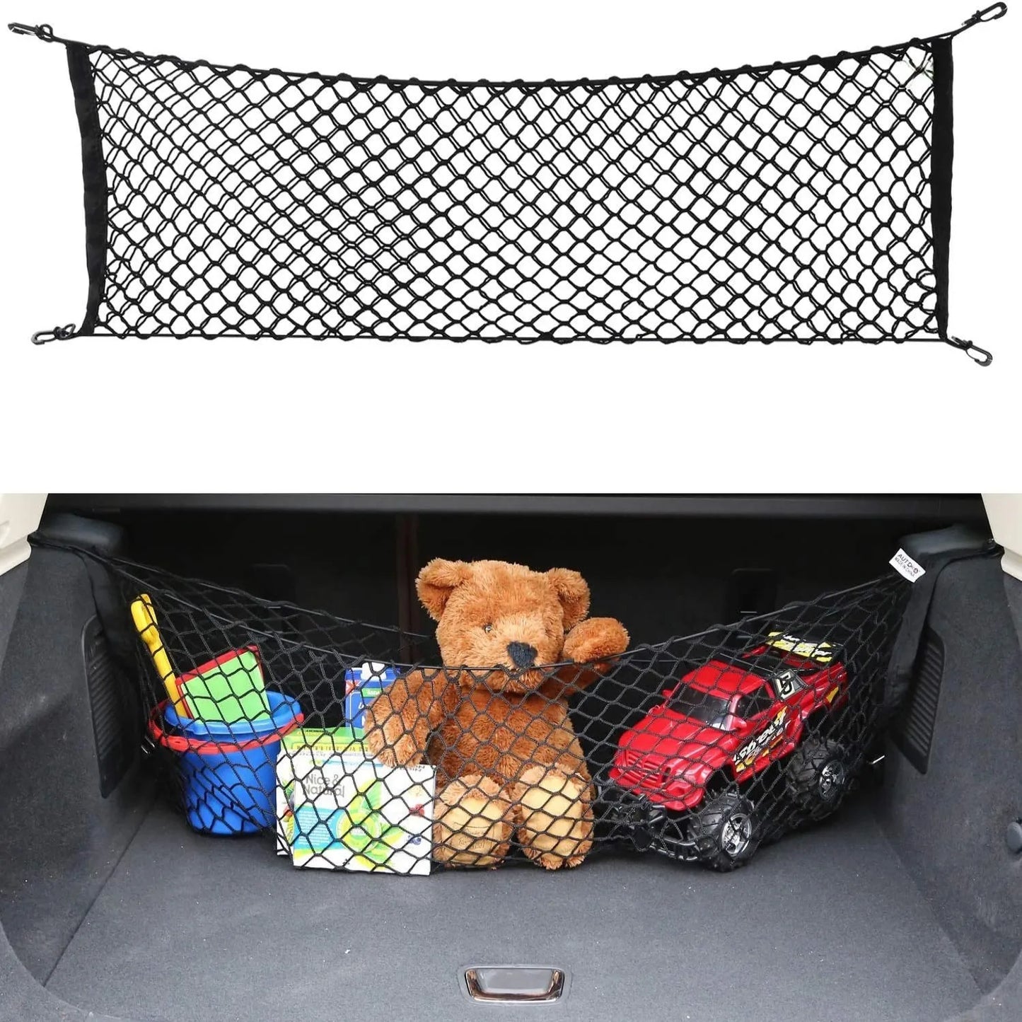 Car Rear Trunk Net Mesh Elastic Nylon Back Cargo Storage Organizer Double Layer Luggage Grocery Holder