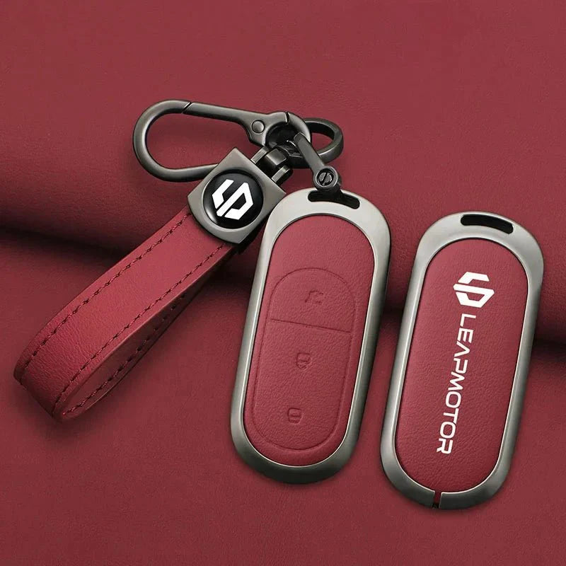 Zinc Alloy Leather Car Remote Key Case Cover For Leapmotor C16 C11 C10 C01 B10 T03 S01 - Leapmotor Accessories