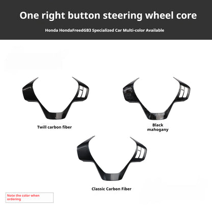 RHD Freed GB3 Interior Modification Carbon Fiber-Style Steering Wheel and Center Console Trim