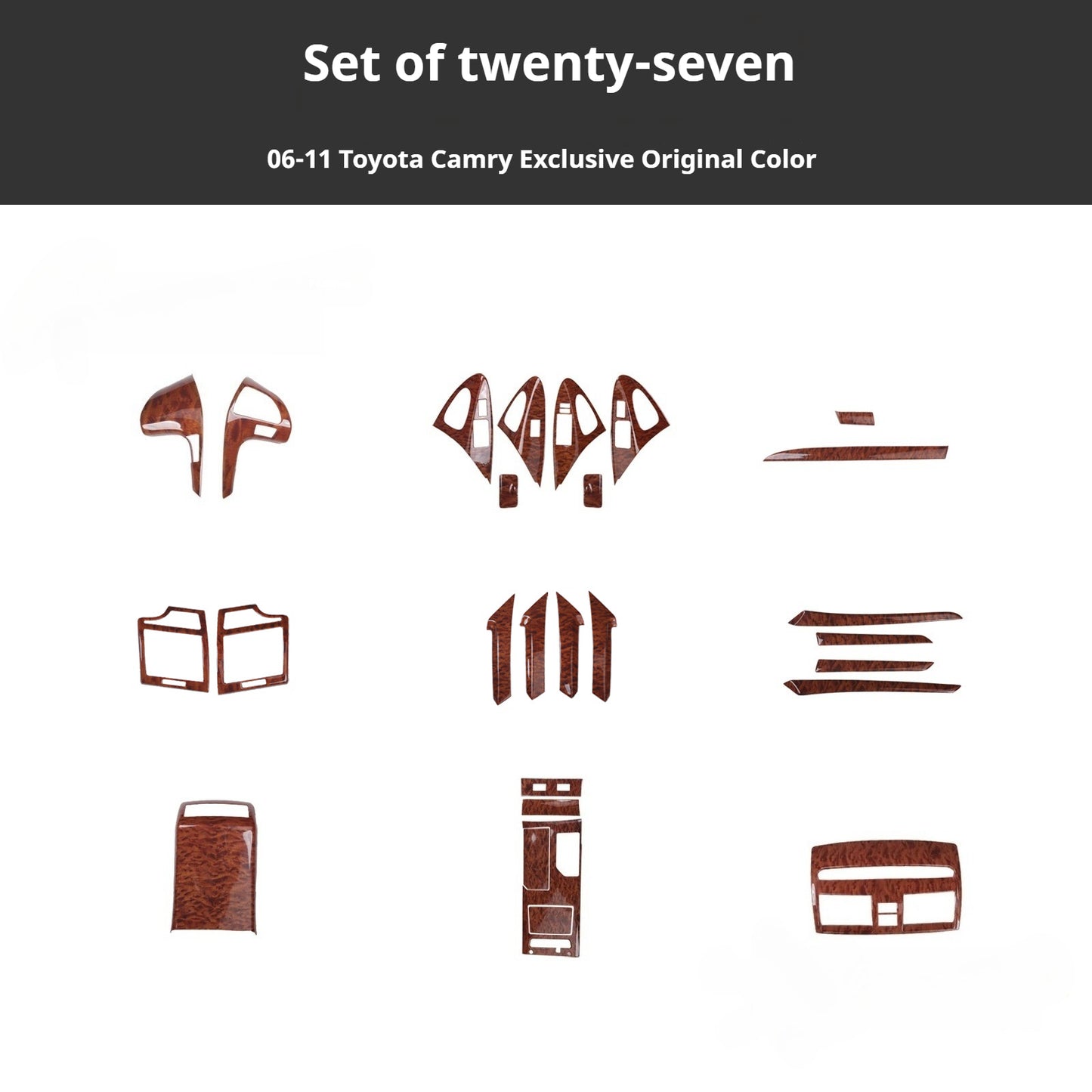 RHD 2006-2011 6th Generation Camry Interior Modification Peach Wood Carbon Fiber Pattern Air Vent Trim