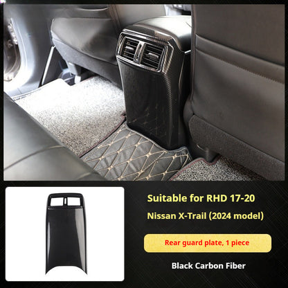 RHD 2017-2020 Nissan X-Trail Red Carbon Fiber Cup Holder and Steering Wheel Interior Trim Kit