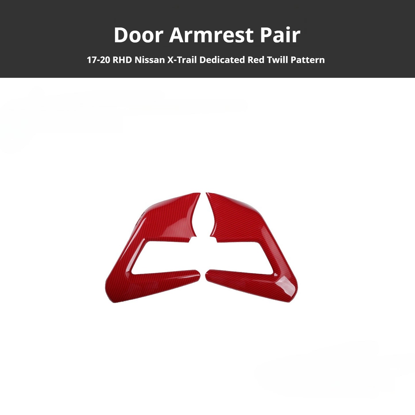 RHD 2017-2020 Nissan X-Trail Red Carbon Fiber Cup Holder and Steering Wheel Interior Trim Kit
