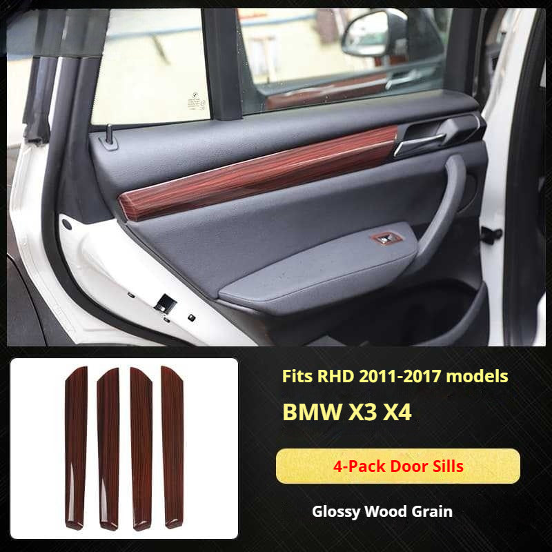 RHD 11-16 BMW X3 F25/X4 F26 Interior Modification Carbon Fiber Pattern Gear Shift Knob Frame Door Panel Trim
