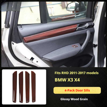 RHD 11-16 BMW X3 F25/X4 F26 Interior Modification Carbon Fiber Pattern Gear Shift Knob Frame Door Panel Trim