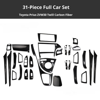 RHD Prius ZVW30 Peach Wood Carbon Fiber Pattern Dashboard, Instrument Panel, Steering Wheel, and Gear Shift Knob Interior Trim Decals