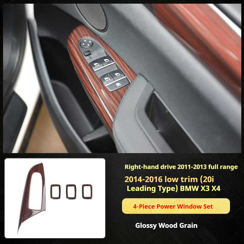 RHD 11-16 BMW X3 F25/X4 F26 Interior Modification Carbon Fiber Pattern Gear Shift Knob Frame Door Panel Trim