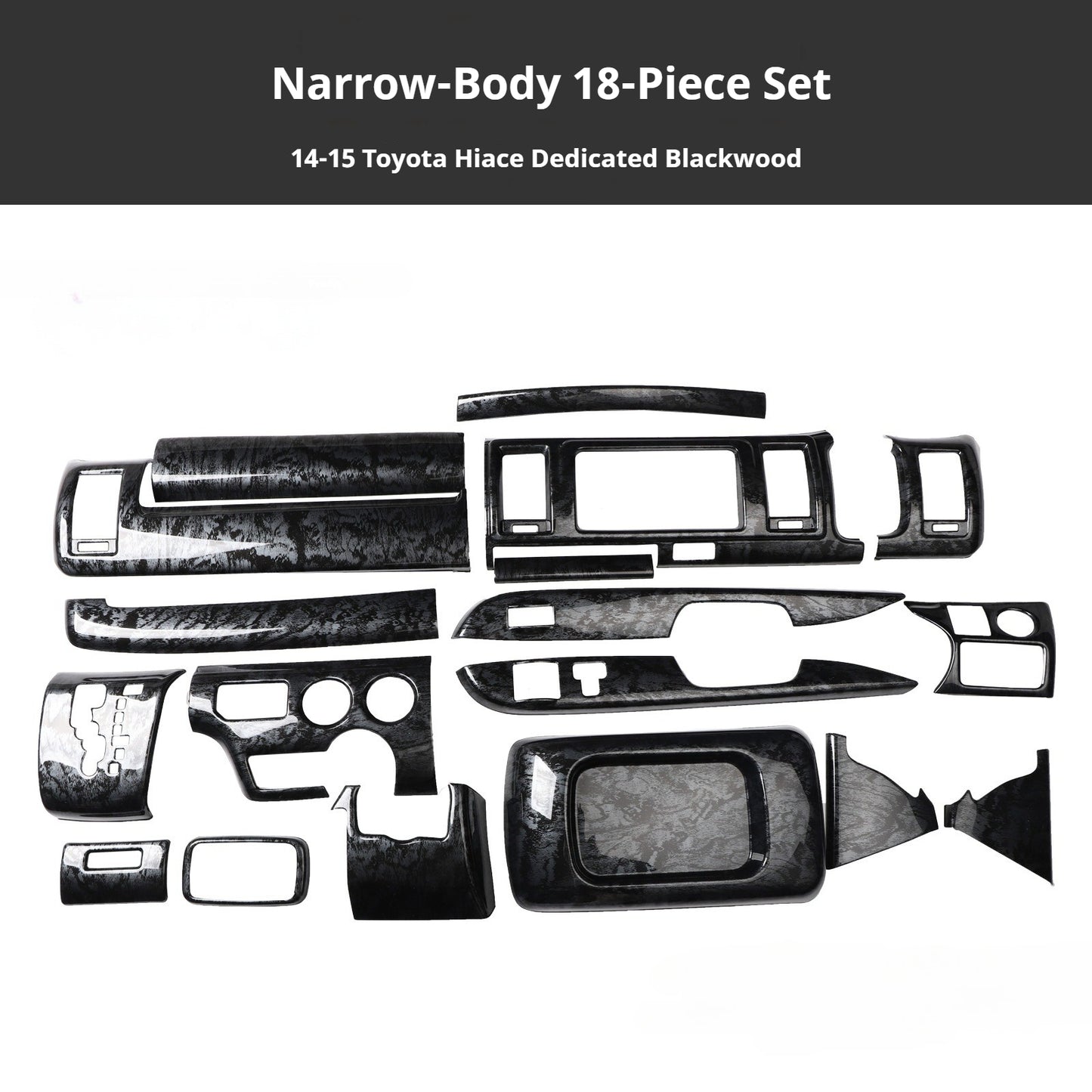 RHD 2014-2015 Toyota Hiace 200 Series Interior Modification Carbon Fiber Pattern Dashboard, Air Conditioning, and Gear Shift Trim