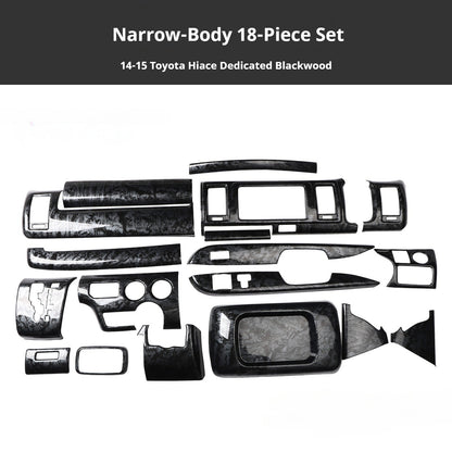 RHD 2014-2015 Toyota Hiace 200 Series Interior Modification Carbon Fiber Pattern Dashboard, Air Conditioning, and Gear Shift Trim