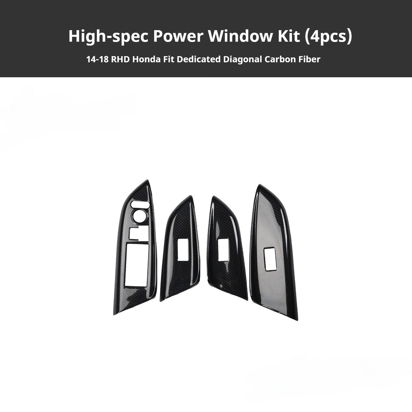 RHD 2014-2018 Honda Fit Carbon Fiber Steering Wheel, Center Console Vent, Interior Trim Kit