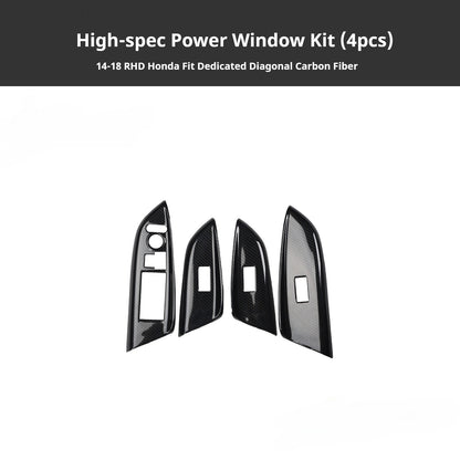 RHD 2014-2018 Honda Fit Carbon Fiber Steering Wheel, Center Console Vent, Interior Trim Kit