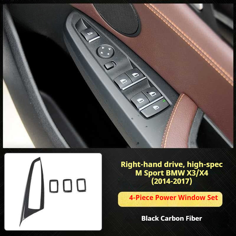 RHD 11-16 BMW X3 F25/X4 F26 Interior Modification Carbon Fiber Pattern Gear Shift Knob Frame Door Panel Trim