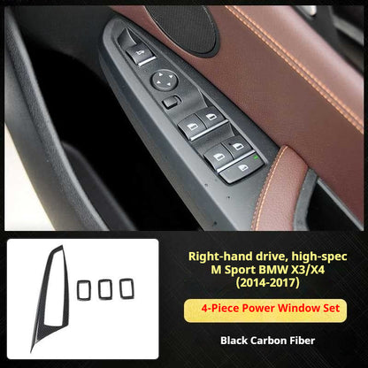 RHD 11-16 BMW X3 F25/X4 F26 Interior Modification Carbon Fiber Pattern Gear Shift Knob Frame Door Panel Trim