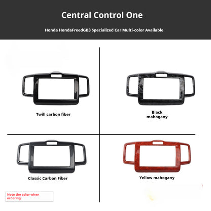 RHD Freed GB3 Interior Modification Carbon Fiber-Style Steering Wheel and Center Console Trim