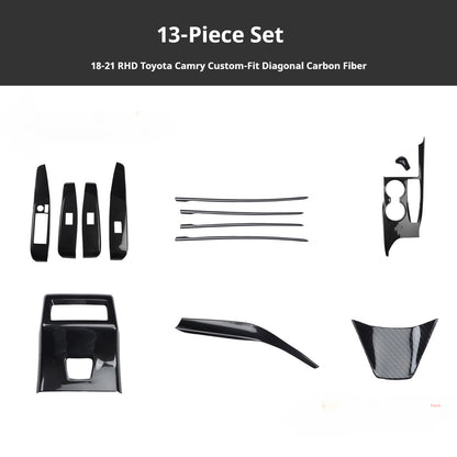 RHD 18-21 Toyota Camry Interior Modification Carbon Fiber Pattern Center Console Panel Passenger Side Decorative Trim