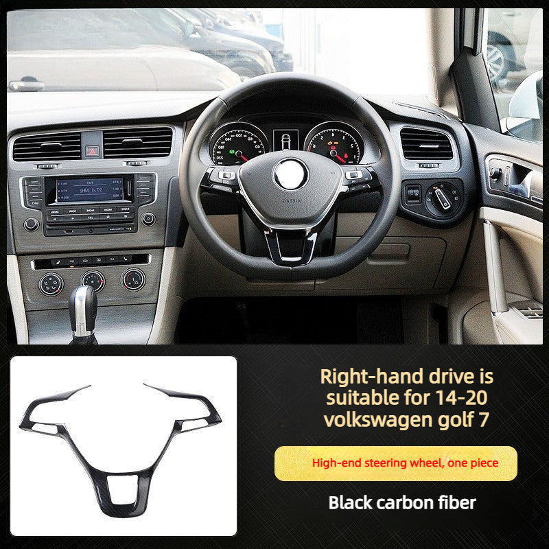 RHD 14-20 Golf 7 Carbon Fiber Trim Kit: Center Console, Gear Shift, Cup Holder Frame, Headlight Switch, Interior Trim