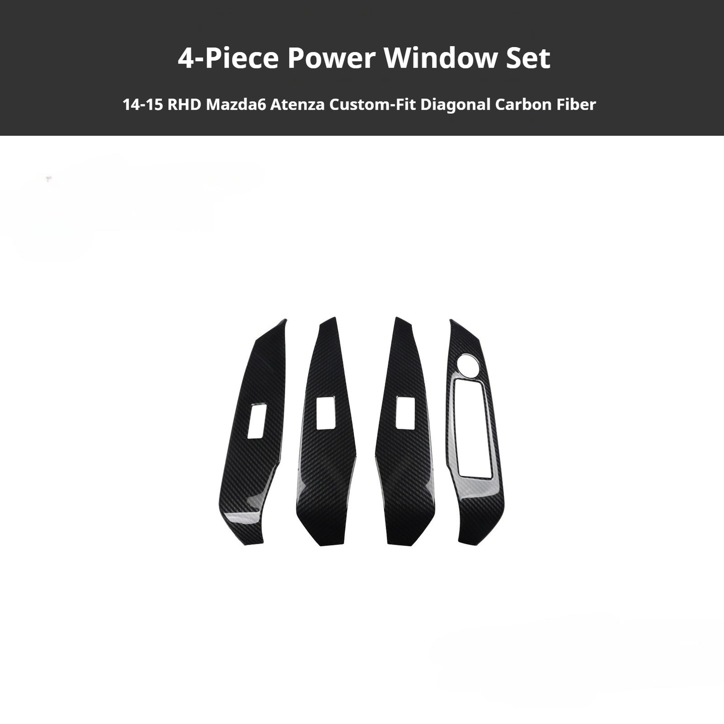 RHD 2014-2015 Mazda 3 Atenza Interior Modification Carbon Fiber Pattern Gear Shift Knob Trim Kit