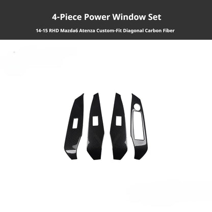 RHD 2014-2015 Mazda 3 Atenza Interior Modification Carbon Fiber Pattern Gear Shift Knob Trim Kit