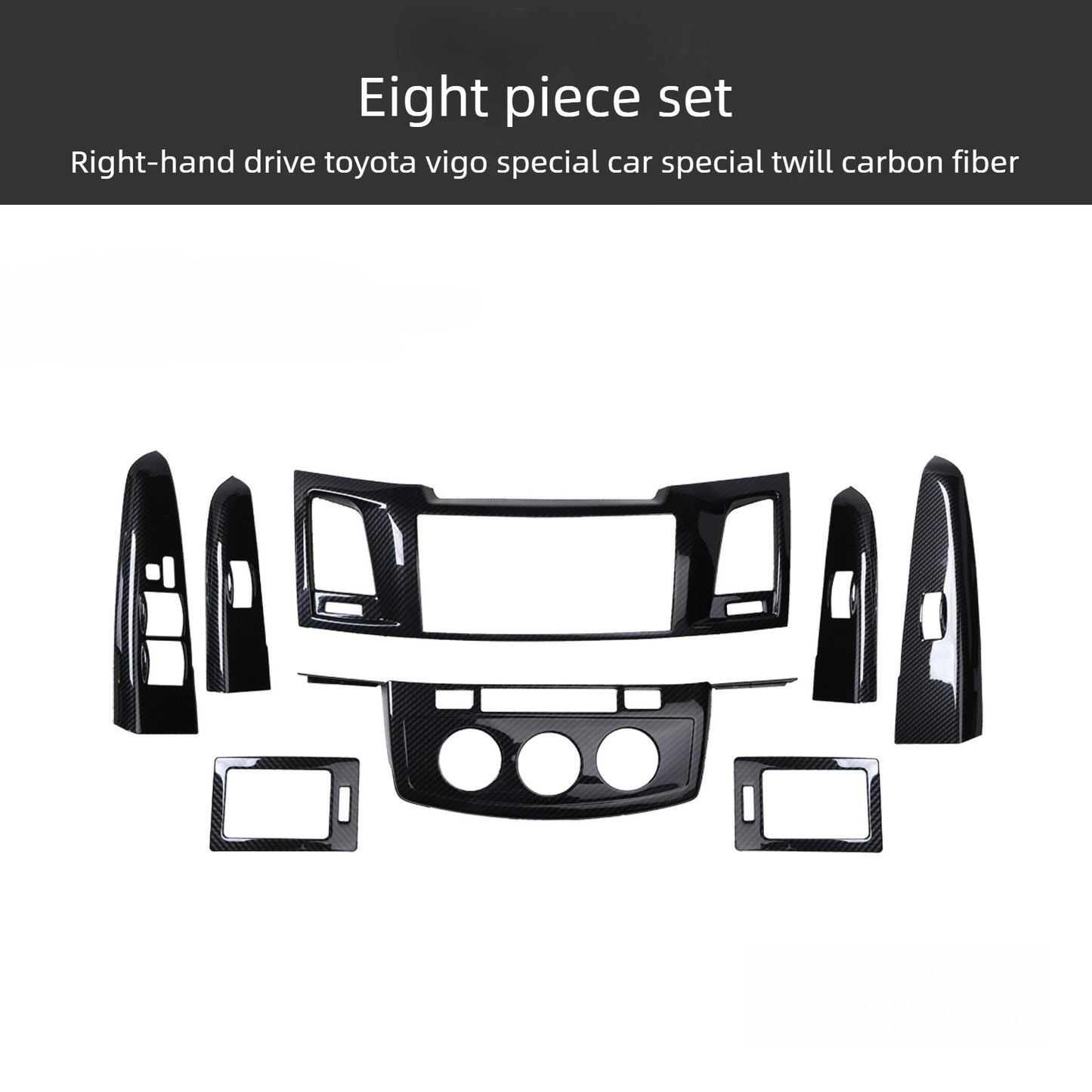 RHD 12-15 Toyota VIGO Hilux Interior Upgrade Peach Wood Carbon Fiber Pattern Steering Wheel Navigation Trim