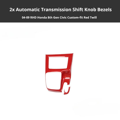 RHD 2004-2011 8th Generation Civic Carbon Fiber and Rosewood Window Lift Panel Interior Trim Decal