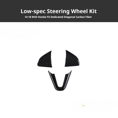 RHD 2014-2018 Honda Fit Carbon Fiber Steering Wheel, Center Console Vent, Interior Trim Kit
