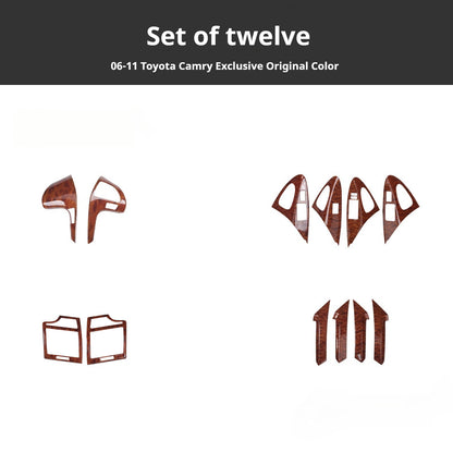 RHD 2006-2011 6th Generation Camry Interior Modification Peach Wood Carbon Fiber Pattern Air Vent Trim