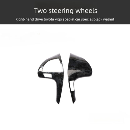 RHD 12-15 Toyota VIGO Hilux Interior Upgrade Peach Wood Carbon Fiber Pattern Steering Wheel Navigation Trim
