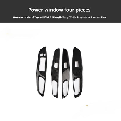 RHD 2019-2022 Toypta Vios Yaris Carbon Fiber Pattern Modification Window Lift/Shift Knob Interior Scratch-Resistant Protective Film