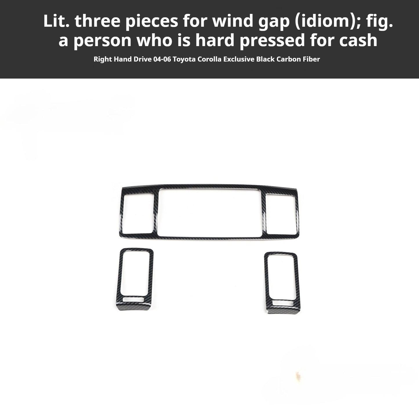 RHD 2004-2006 Toyota Corolla Interior Upgrade Carbon Fiber Walnut-Finish Air Conditioning Panel Lift/Lower Switch Trim