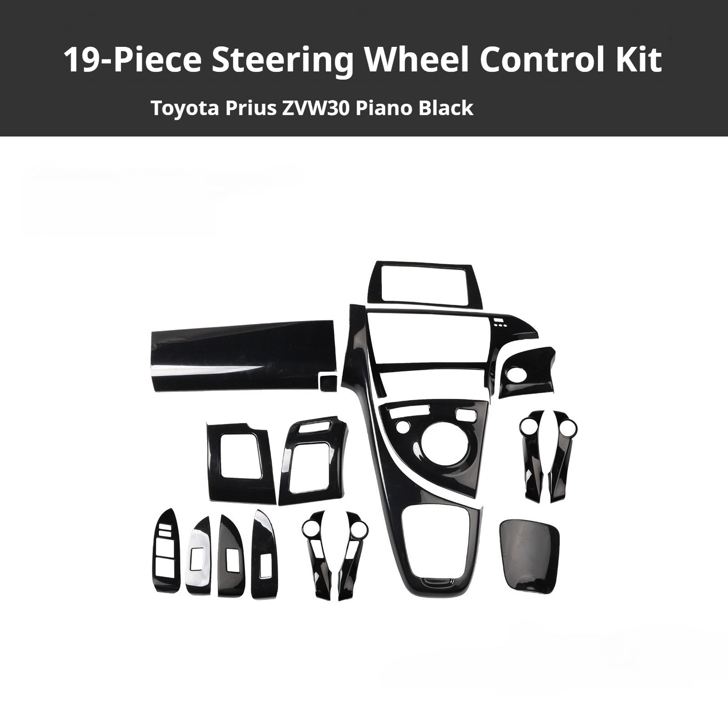 RHD Prius ZVW30 Peach Wood Carbon Fiber Pattern Dashboard, Instrument Panel, Steering Wheel, and Gear Shift Knob Interior Trim Decals