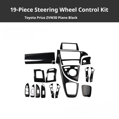 RHD Prius ZVW30 Peach Wood Carbon Fiber Pattern Dashboard, Instrument Panel, Steering Wheel, and Gear Shift Knob Interior Trim Decals