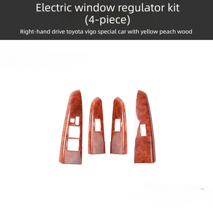RHD 12-15 Toyota VIGO Hilux Interior Upgrade Peach Wood Carbon Fiber Pattern Steering Wheel Navigation Trim
