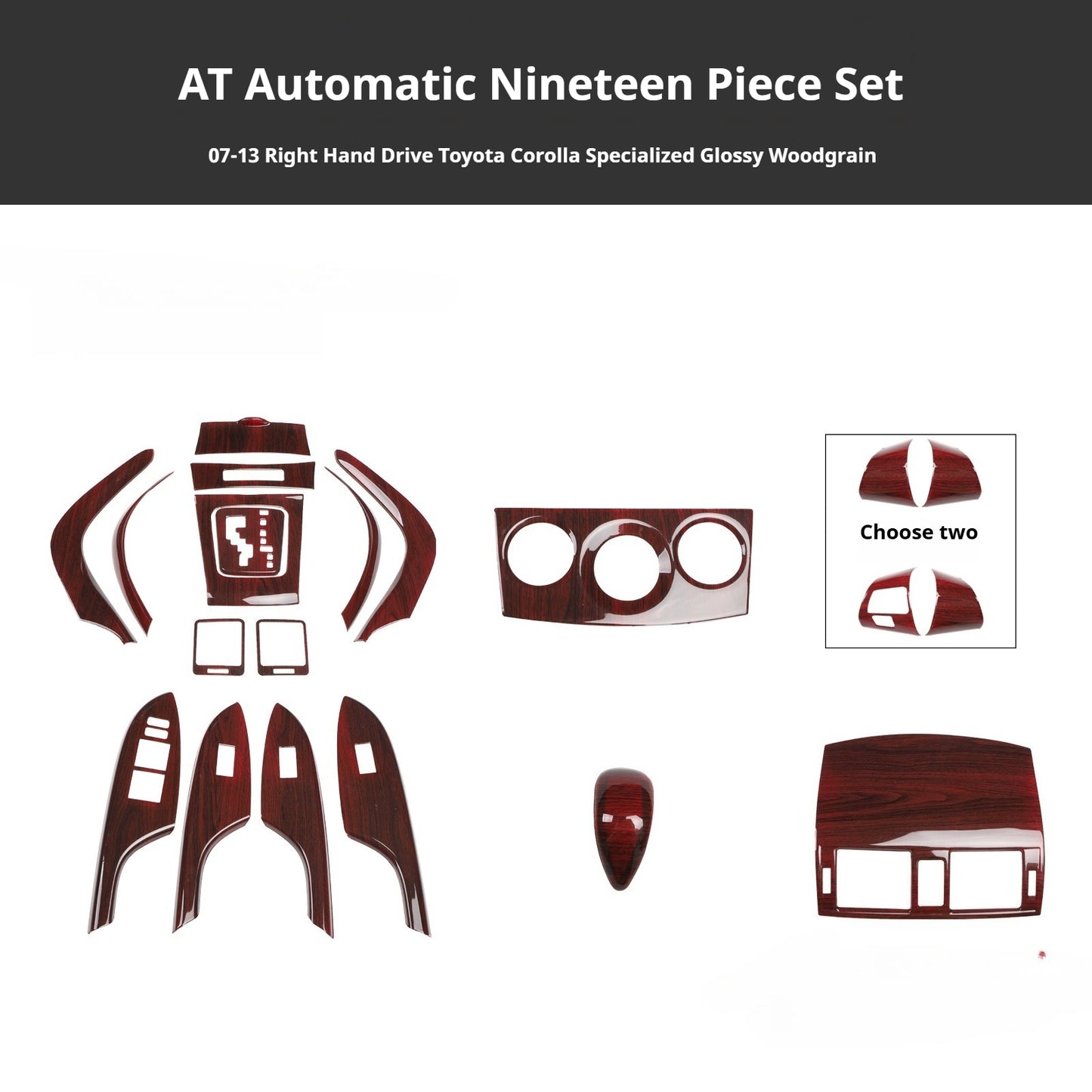 RHD 2007-2013 Toyota Corolla Interior Modification Carbon Fiber Pattern Center Console Air Vent & AC Button Trim