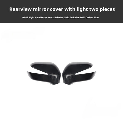 RHD 2004-2011 8th Generation Civic Carbon Fiber Interior Window Lift Steering Wheel Trim Kit