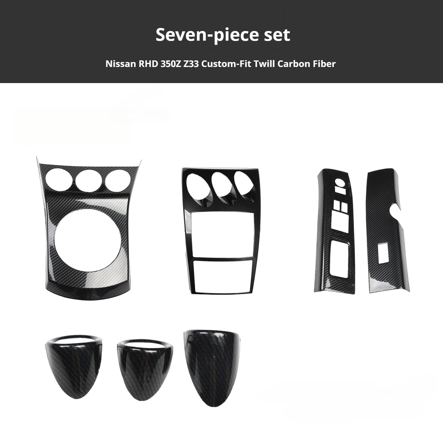 RHD 350Z Z33 Carbon Fiber and Rosewood 3D Textured Dashboard Trim Scratch-Resistant Protective Film