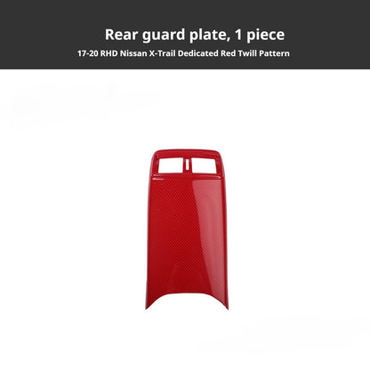 RHD 2017-2020 Nissan X-Trail Red Carbon Fiber Cup Holder and Steering Wheel Interior Trim Kit