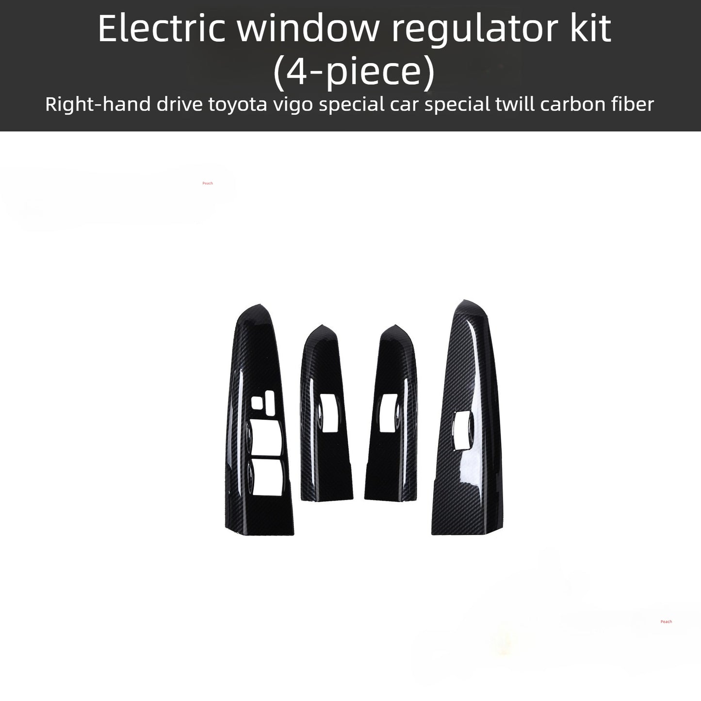 RHD 12-15 Toyota VIGO Hilux Interior Upgrade Peach Wood Carbon Fiber Pattern Steering Wheel Navigation Trim