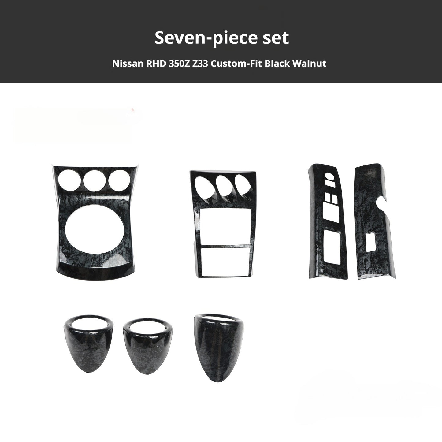 RHD 350Z Z33 Carbon Fiber and Rosewood 3D Textured Dashboard Trim Scratch-Resistant Protective Film